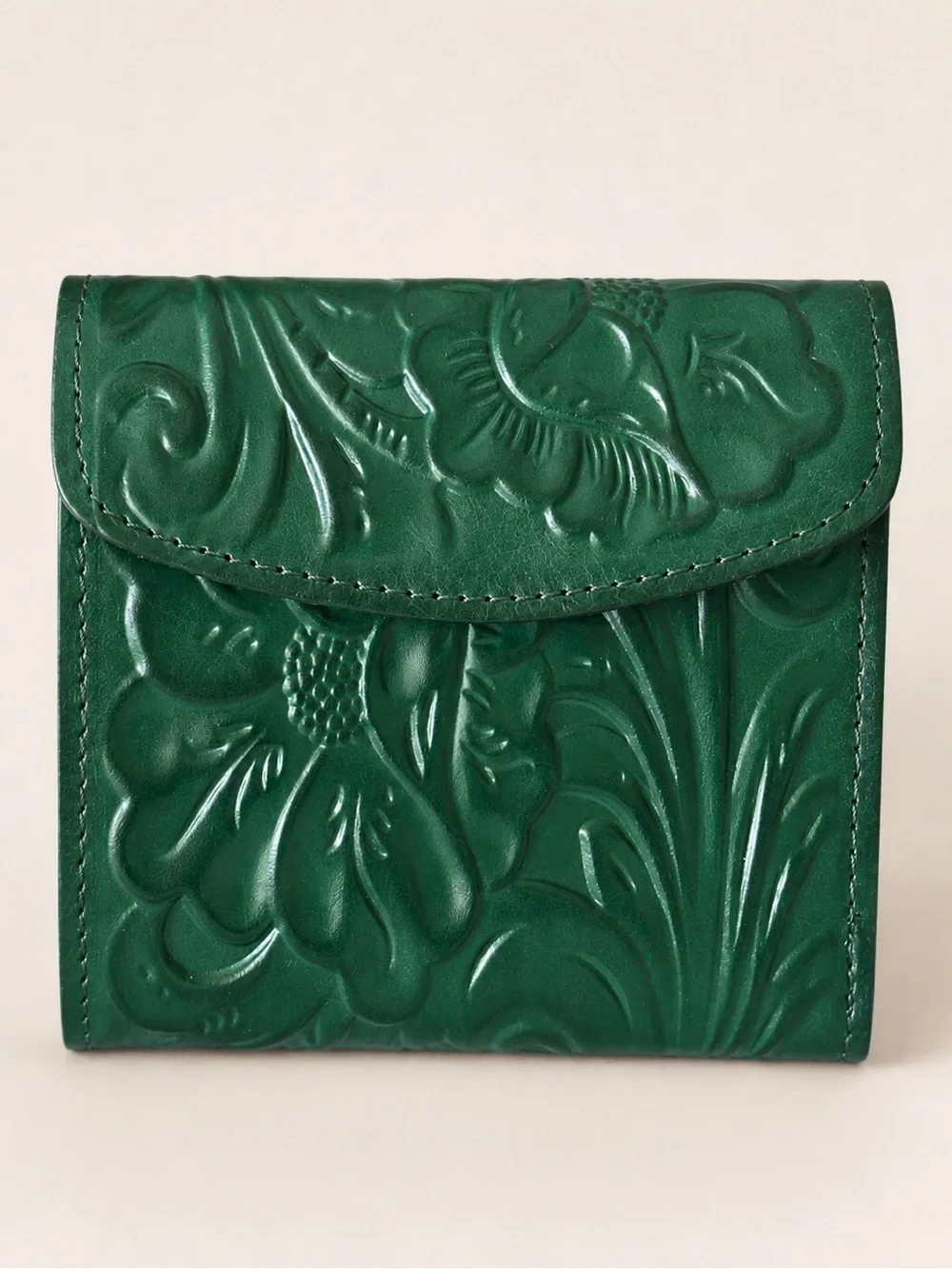 PATRICIA NASH Wallet Reiti Bi-Fold Tooled Leather RFID Green in Box